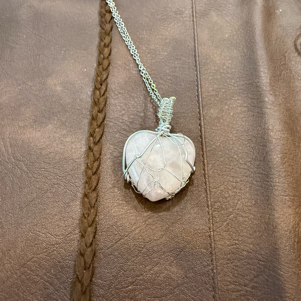 Rose Quartz Heart Pendant Necklace